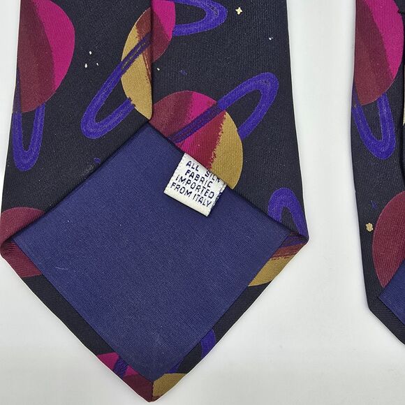 Perry Ellis Portfolio Silk Necktie Saturn Planets - Picture 4 of 5
